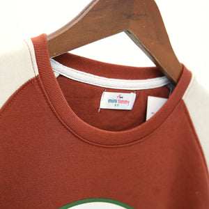Premium Quality Contrast Raglan Sleeves Graphic Fleece Sweatshirt For Kids (120010)