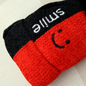 Premium Quality "SMILE" Embroidered Fur Lined Wool Soft Cap For Kids