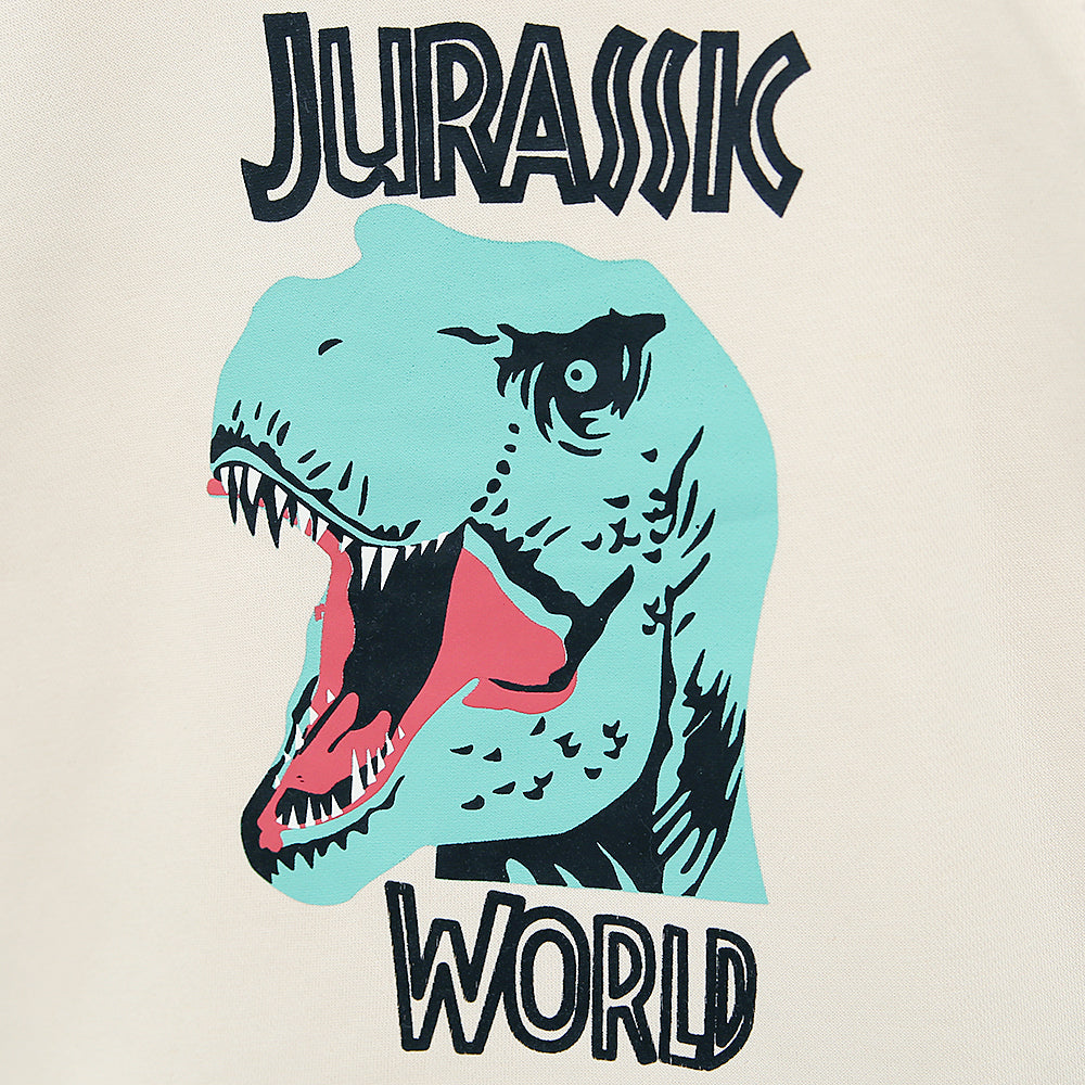 Premium Quality Off-White Pull-Over "Jurassic" Printed Fleece Hoodie For Kids (000025)