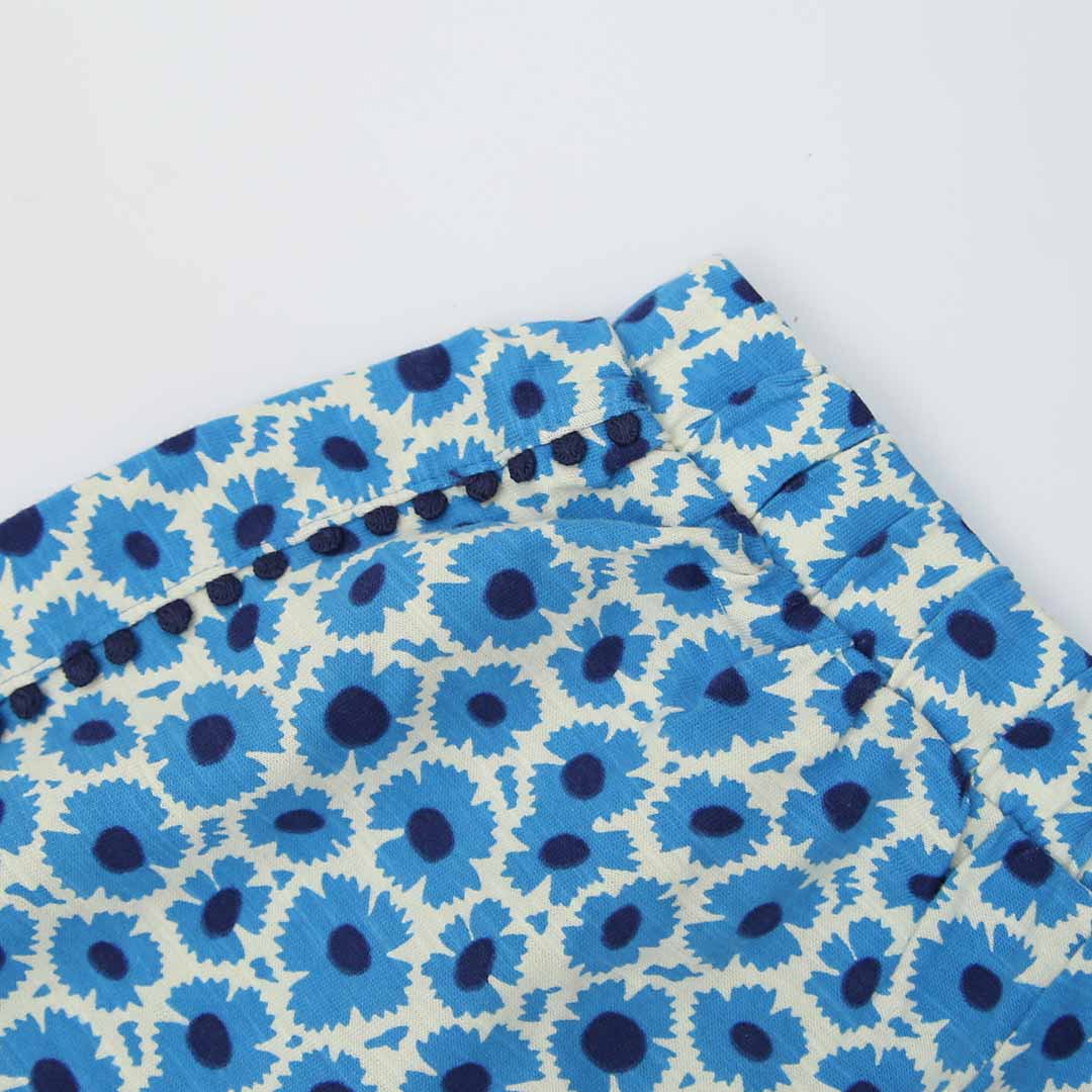 Imported Premium Quality Blue All-Over Printed Soft Cotton Short For Girls (120335)