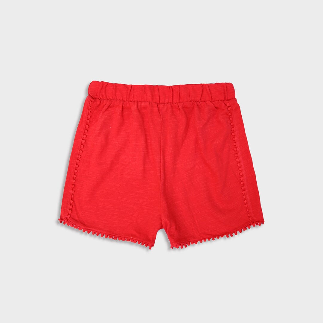 Imported Premium Quality Red Basic Soft Cotton Short For Girls (120344)