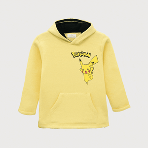 Premium Quality Yellow Pull-Over "PokeMon" Printed Fleece Hoodie For Kids (000028)